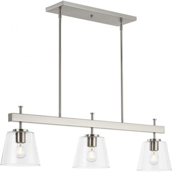 Saffert Collection Three-Light New Traditional Brushed Nickel Clear Glass Linear Island Chandelier L (149|P400298-009)