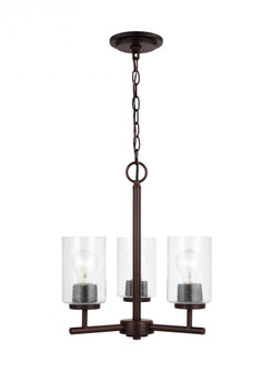 Oslo indoor dimmable 3-light chandelier in a bronze finish with a clear seeded glass shade (38|31170-710)