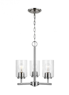 Oslo indoor dimmable 3-light chandelier in a brushed nickel finish with a clear seeded glass shade (38|31170-962)