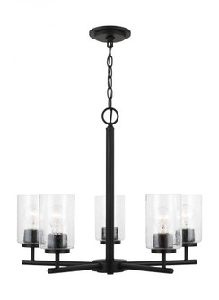 Oslo indoor dimmable 5-light chandelier in a midnight black finish with a clear seeded glass shade (38|31171-112)