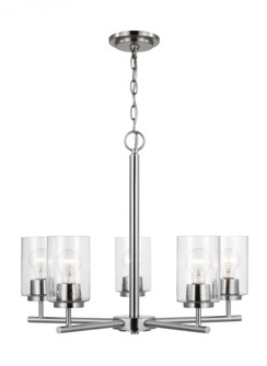 Oslo indoor dimmable 5-light chandelier in a brushed nickel finish with a clear seeded glass shade (38|31171-962)