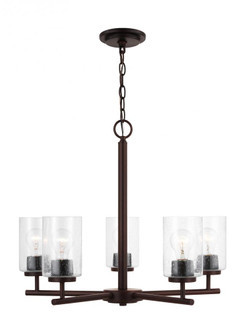 Oslo indoor dimmable 5-light chandelier in a bronze finish with a clear seeded glass shade (38|31171-710)