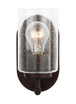 Oslo dimmable 1-light wall bath sconce in a bronze finish with clear seeded glass shade (38|41170-710)