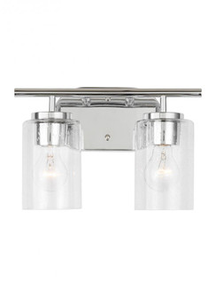 Oslo dimmable 2-light wall bath sconce in a chrome finish with clear seeded glass shade (38|41171-05)