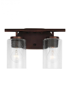 Oslo dimmable 2-light wall bath sconce in a bronze finish with clear seeded glass shade (38|41171-710)