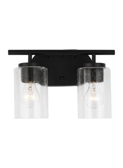 Oslo dimmable 2-light wall bath sconce in a midnight black finish with clear seeded glass shade (38|41171-112)