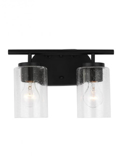 Oslo dimmable 2-light wall bath sconce in a midnight black finish with clear seeded glass shade (38|41171-112)