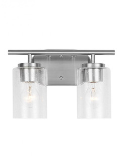 Oslo dimmable 2-light wall bath sconce in a brushed nickel finish with clear seeded glass shade (38|41171-962)