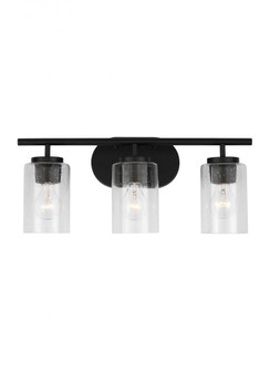 Oslo dimmable 3-light wall bath sconce in a midnight black finish with clear seeded glass shade (38|41172-112)
