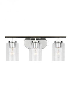 Oslo dimmable 3-light wall bath sconce in a chrome finish with clear seeded glass shade (38|41172-05)