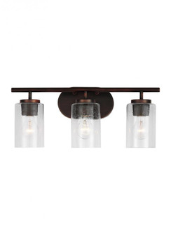 Oslo dimmable 3-light wall bath sconce in a bronze finish with clear seeded glass shade (38|41172-710)