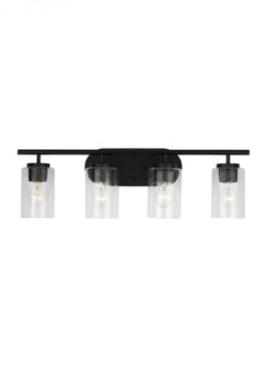 Oslo dimmable 4-light wall bath sconce in a midnight black finish with clear seeded glass shade (38|41173-112)