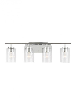 Oslo dimmable 4-light wall bath sconce in a chrome finish with clear seeded glass shade (38|41173-05)
