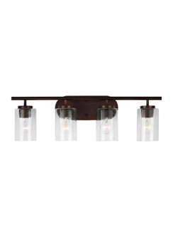 Oslo dimmable 4-light wall bath sconce in a bronze finish with clear seeded glass shade (38|41173-710)