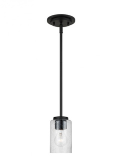 Oslo indoor dimmable 1-light mini pendant in a midnight black finish with a clear seeded glass shade (38|61170-112)