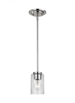 Oslo indoor dimmable 1-light mini pendant in a brushed nickel finish with a clear seeded glass shade (38|61170-962)