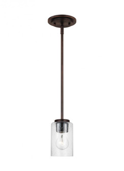 Oslo indoor dimmable 1-light mini pendant in a bronze finish with a clear seeded glass shade (38|61170-710)