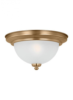 Geary traditional indoor dimmable LED 1-light ceiling flush mount in satin brass with a satin etched (38|77063EN3-848)