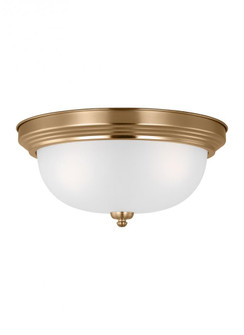 Geary traditional indoor dimmable 3-light ceiling flush mount in satin brass with a satin etched gla (38|77065-848)