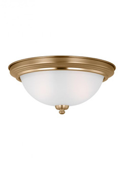 Geary traditional indoor dimmable LED 2-light ceiling flush mount in satin brass with a satin etched (38|77064EN3-848)