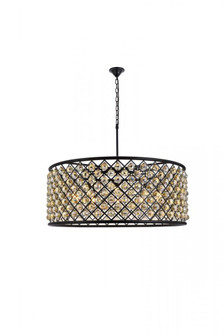 Madison 10 light Matte Black Chandelier Golden Teak (Smoky) Royal Cut Crystal (758|1214G43MB-GT/RC)