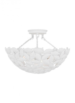 Kelan traditional dimmable indoor 3-light semi flush mount in a textured white finish with textured (7725|AF1173TXW)