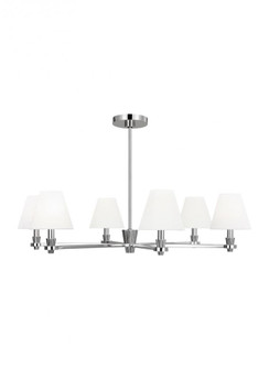 Paisley transitional dimmable indoor large 6-light chandelier in a polished nickel finish with white (7725|AC1126PN)