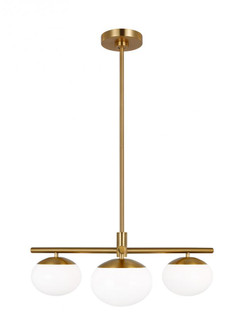 Lune modern indoor dimmable 3-light semi-flush mount in a burnished brass finish and milk white glas (7725|EF1063BBS)