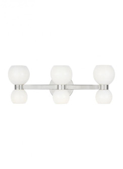 Londyn Mid-century modern indoor dimmable 6-light vanity fixture in a polished nickel finish with mi (7725|KSV1006PNMG)