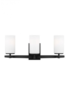 Alturas indoor dimmable 3-light wall bath sconce in a midnight black finish and etched white glass (38|4424603-112)