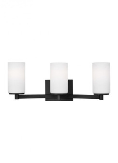 Hettinger traditional indoor dimmable LED 3-light wall bath sconce in a midnight black finish with e (38|4439103EN3-112)