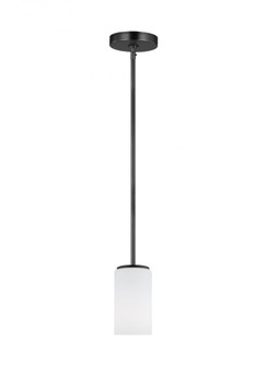 Alturas indoor dimmable 1-light mini pendant in a midnight black finish and etched white glass shade (38|6124601-112)