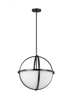 Alturas indoor dimmable 3-light pendant in a midnight black finish and etched white glass shades (38|6624603-112)