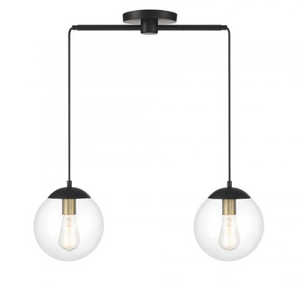 2-Light Linear Chandelier in Matte Black with Natural Brass (8483|M100110MBKNB)