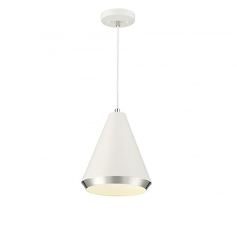 1-Light Pendant in White with Polished Nickel (8483|M70122WHPN)