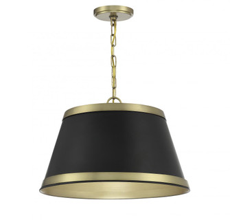 3-Light Pendant in Matte Black with Natural Brass (8483|M7013MBKNB)