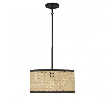 1-Light Pendant in Natural Cane with Matte Black (8483|M7018MBK)