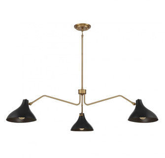 3-Light Pendant in Matte Black with Natural Brass (8483|M7019MBKNB)