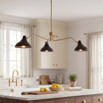 3-Light Pendant in Matte Black with Natural Brass (8483|M7019MBKNB)