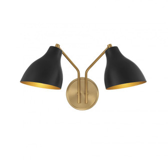 2-Light Wall Sconce in Matte Black with Natural Brass (8483|M90075MBKNB)