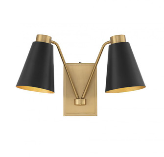 2-Light Wall Sconce in Matte Black with Natural Brass (8483|M90076MBKNB)