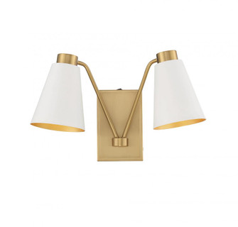 2-Light Wall Sconce in White with Natural Brass (8483|M90076WHNB)