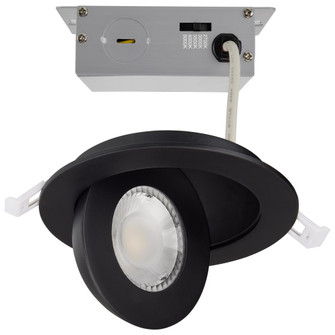 9 Watt; CCT Selectable; LED Direct Wire Downlight; Gimbaled; 4 Inch Round; Remote Driver; Black (27|S11842)