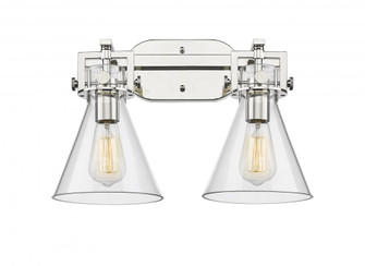 Newton Cone - 2 Light - 17 inch - Polished Nickel - Bath Vanity Light (3442|411-2W-PN-7CL-LED)