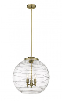 Athens Deco Swirl - 3 Light - 18 inch - Antique Brass - Cord hung - Pendant (3442|221-3S-AB-G1213-18-LED)