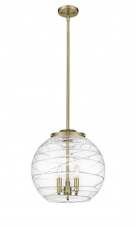 Athens Deco Swirl - 3 Light - 16 inch - Antique Brass - Cord hung - Pendant (3442|221-3S-AB-G1213-16-LED)