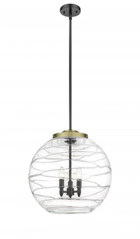 Athens Deco Swirl - 3 Light - 18 inch - Black Antique Brass - Stem hung - Pendant (3442|221-3S-BAB-G1213-18-LED)