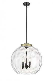 Athens Water Glass - 3 Light - 18 inch - Black Antique Brass - Stem hung - Pendant (3442|221-3S-BAB-G1215-18-LED)