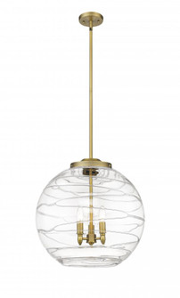 Athens Deco Swirl - 3 Light - 18 inch - Brushed Brass - Stem hung - Pendant (3442|221-3S-BB-G1213-18-LED)