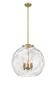 Athens Water Glass - 3 Light - 18 inch - Brushed Brass - Stem hung - Pendant (3442|221-3S-BB-G1215-18-LED)